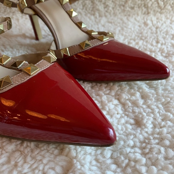 BCBGeneration Shoes - BCBG Darron Rockstud Red Patent Leather Heels